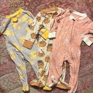 The Honest Company Kids Footies - Gray, Brown, and Pink